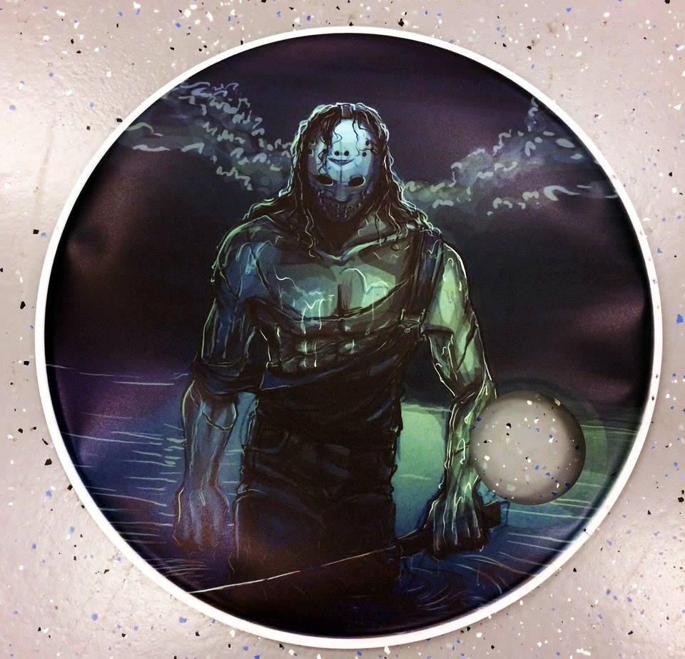 Custom-printed bass drum head with band logo or artwork