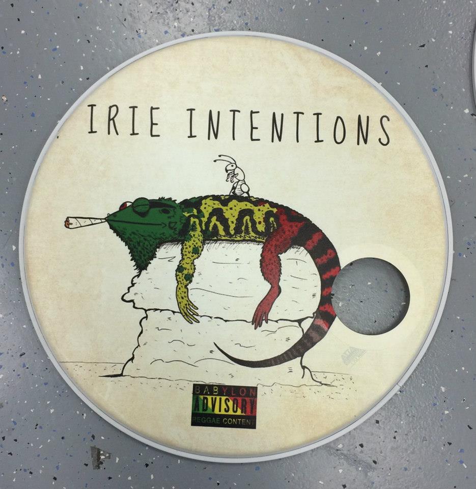 Custom-printed bass drum head with band logo or artwork