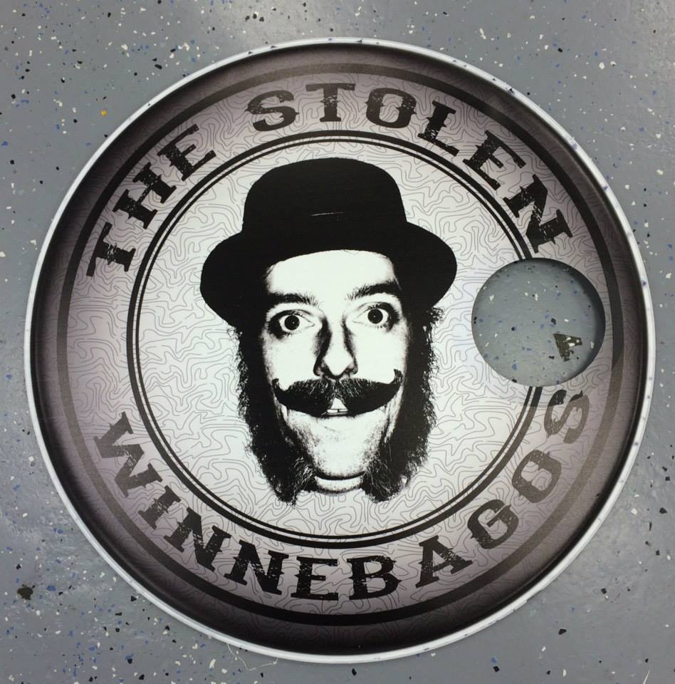 Custom-printed bass drum head with band logo or artwork