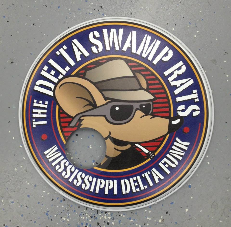 Custom-printed bass drum head with band logo or artwork