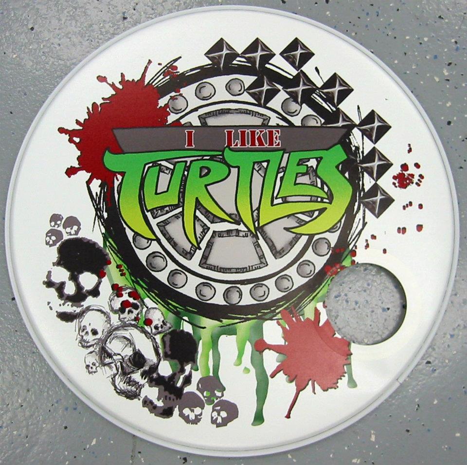Custom-printed bass drum head with band logo or artwork