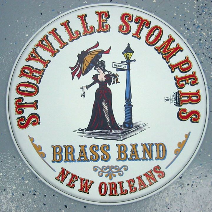 Custom-printed bass drum head with band logo or artwork