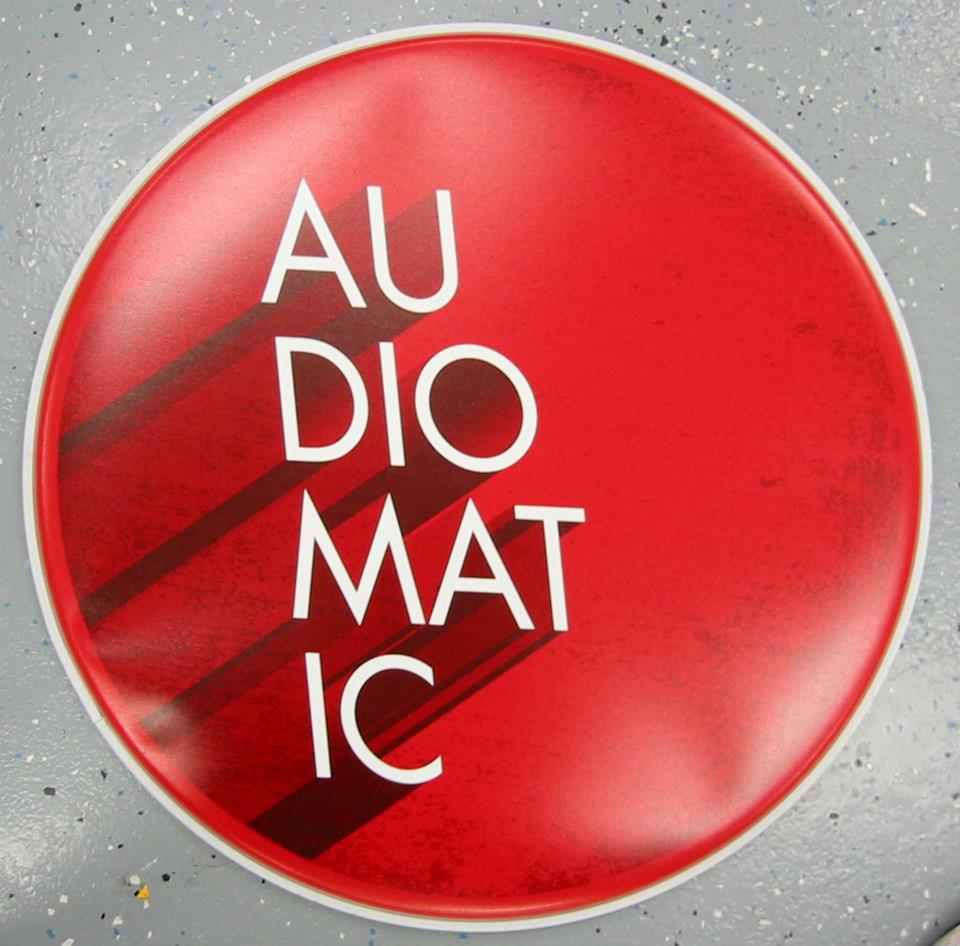 Custom-printed bass drum head with band logo or artwork