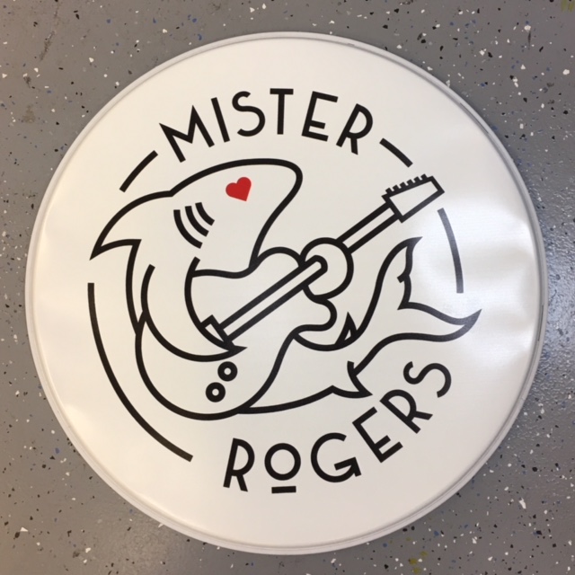 Custom-printed bass drum head with band logo or artwork